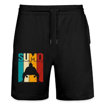 Sumo Rétro - Short de jogging bio TRAINER Stanley/Stella unisexe - noir - Devant - Nik (191cm) & Marisol (170cm)