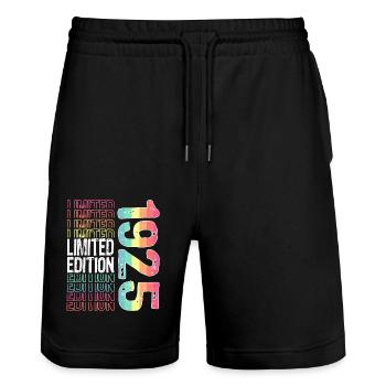 Limited Edition seit 1925 Geburtstag Vintage 1925 - Stanley/Stella Unisex Bio Joggingshorts Trainer  - Schwarz - Vorne - Nik (191cm) & Marisol (170cm)
