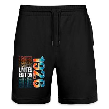 Limited Edition Since 1926 Birthday Vintage 1926 - Stanley/Stella Trainer Unisex Organic Jogging Shorts - black - Front - Nik (191cm) & Marisol (170cm)