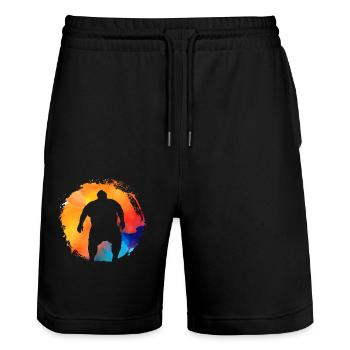Sumo retro - Stanley/Stella Unisex Bio Joggingshorts Trainer  - Schwarz - Vorne - Nik (191cm) & Marisol (170cm)