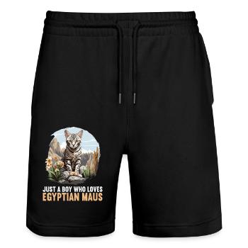 Egyptian Mau Kätzchen Katze Ägyptische Mau - Stanley/Stella Unisex Bio Joggingshorts Trainer  - Schwarz - Vorne - Nik (191cm) & Marisol (170cm)