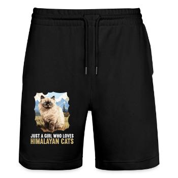 Chat de l’Himalaya Colourpoint Katze - Short de jogging bio TRAINER Stanley/Stella unisexe - noir - Devant - Nik (191cm) & Marisol (170cm)