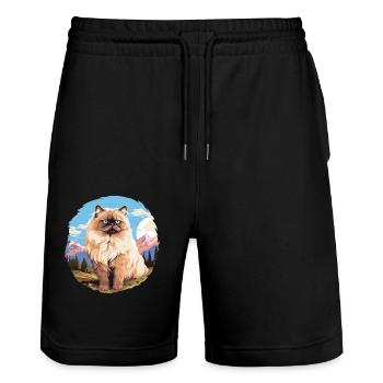 Chat de l’Himalaya Colourpoint Katze - Short de jogging bio TRAINER Stanley/Stella unisexe - noir - Devant - Nik (191cm) & Marisol (170cm)