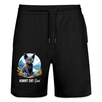 Korat Chaton Korat Chat - Short de jogging bio TRAINER Stanley/Stella unisexe - noir - Devant - Nik (191cm) & Marisol (170cm)