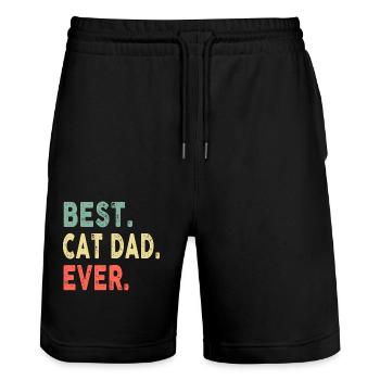 Best Cat Dad Ever Cool Daddy Funny Vintage - Stanley/Stella Trainer Unisex Organic Jogging Shorts - black - Front - Nik (191cm) & Marisol (170cm)