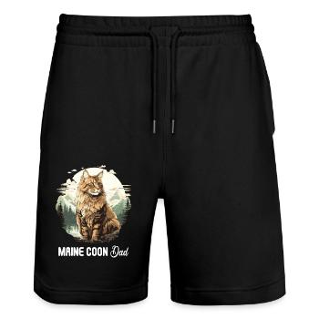Maine Coon Chaton Maine Coon Chat - Short de jogging bio TRAINER Stanley/Stella unisexe - noir - Devant - Nik (191cm) & Marisol (170cm)