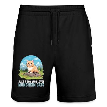 Munchkin Kätzchen Munchkin Katze - Stanley/Stella Unisex Bio Joggingshorts Trainer  - Schwarz - Vorne - Nik (191cm) & Marisol (170cm)