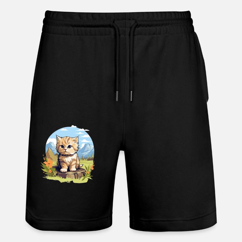 Munchkin Kitten Munchkin Cat - Stanley/Stella Trainer Unisex Organic Jogging Shorts - black