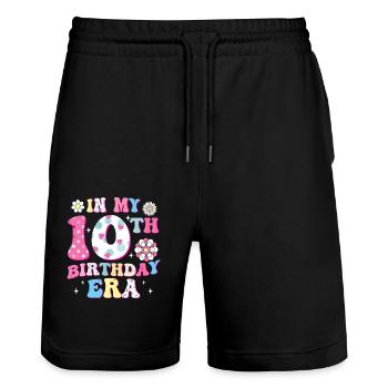 Bienvenue à l’âge du 10e anniversaire - Short de jogging bio TRAINER Stanley/Stella unisexe - noir - Devant - Nik (191cm) & Marisol (170cm)