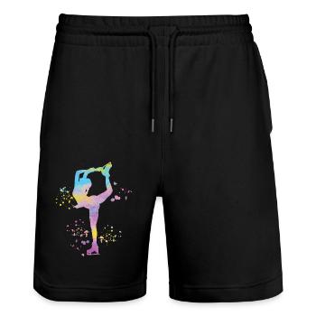 Eiskunstläufer Schlittschuhlaufen Eiskunstlauf - Stanley/Stella Unisex Bio Joggingshorts Trainer  - Schwarz - Vorne - Nik (191cm) & Marisol (170cm)