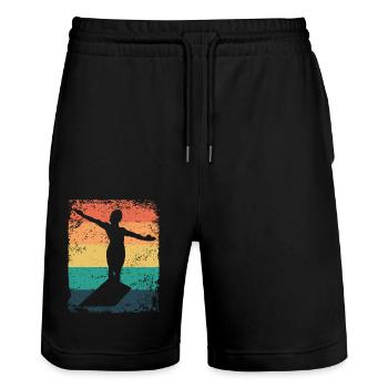 Diving, Artistic Jumping, Synchronized Diving - Stanley/Stella Trainer Unisex Organic Jogging Shorts - black - Front - Nik (191cm) & Marisol (170cm)