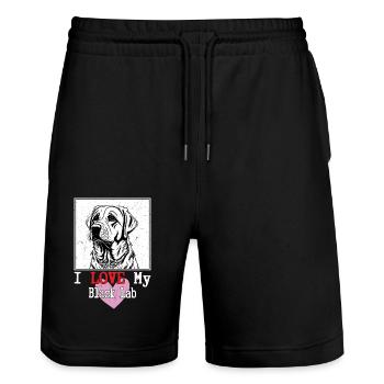 J’aime mon labrador retriever propriétaire de laboratoire noir - Short de jogging bio TRAINER Stanley/Stella unisexe - noir - Devant - Nik (191cm) & Marisol (170cm)