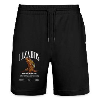 Panther Chameleon Streetwear Lizard Keeper - Stanley/Stella Trainer Unisex Organic Jogging Shorts - black - Front - Nik (191cm) & Marisol (170cm)