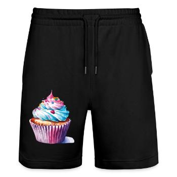 cupcake 2 2 - Stanley/Stella Unisex Bio Joggingshorts Trainer  - Schwarz - Vorne - Nik (191cm) & Marisol (170cm)