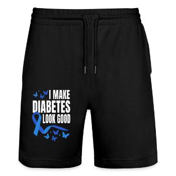 I make diabetes look good - Stanley/Stella Trainer Unisex Organic Jogging Shorts - black - Front - Nik (191cm) & Marisol (170cm)
