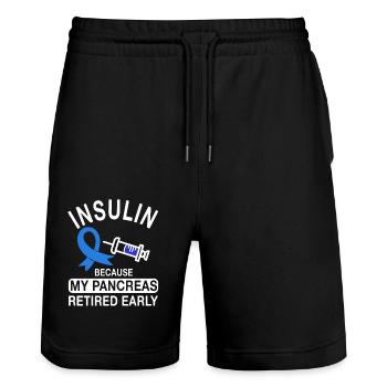 Funny Diabetic Gift - Stanley/Stella Trainer Unisex Organic Jogging Shorts - black - Front - Nik (191cm) & Marisol (170cm)