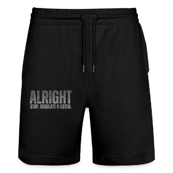 Stop Regulating and Listening Teacher - Stanley/Stella Trainer Unisex Organic Jogging Shorts - black - Front - Nik (191cm) & Marisol (170cm)