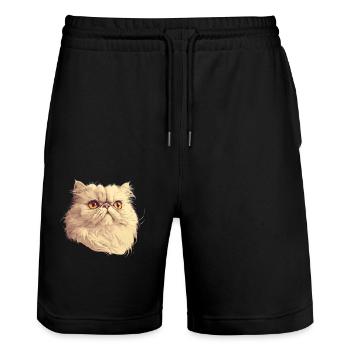 Persian Cat Perserkatze - Stanley/Stella Trainer Unisex Organic Jogging Shorts - black - Front - Nik (191cm) & Marisol (170cm)