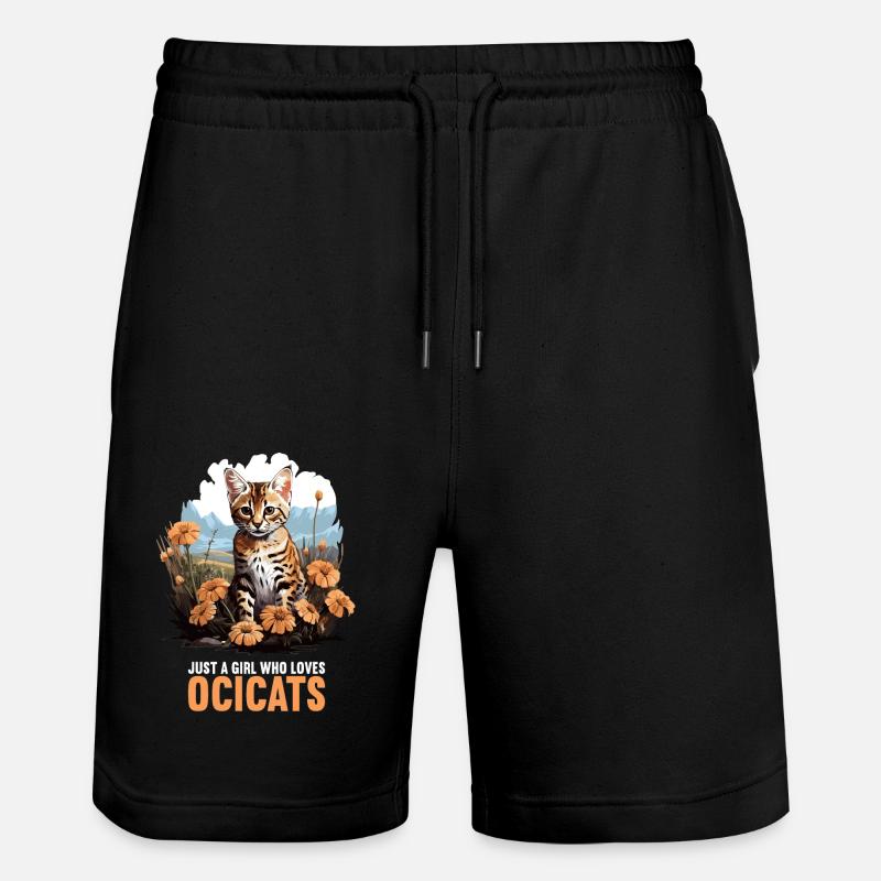 Ocicat Kitten Ocicat Cat - Stanley/Stella Trainer Unisex Organic Jogging Shorts - black