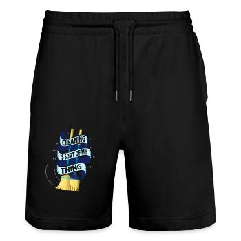 Cleaning Is Sort Of My Thing Cleaner Housekeeping - Stanley/Stella Trainer Unisex Organic Jogging Shorts - black - Front - Nik (191cm) & Marisol (170cm)