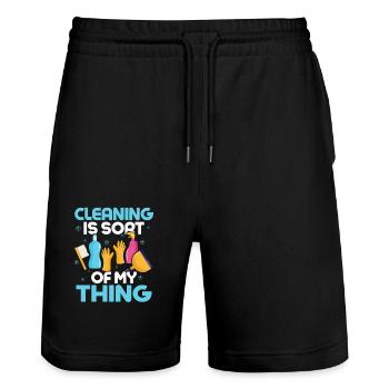 Cleaning Is Sort Of My Thing Housekeeping Cleaner - Stanley/Stella Unisex Bio Joggingshorts Trainer  - Schwarz - Vorne - Nik (191cm) & Marisol (170cm)