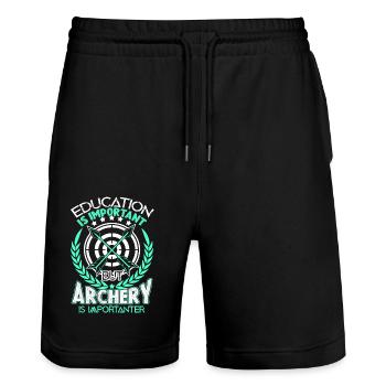 Archery Archery Is Importanter - Stanley/Stella Trainer Unisex Organic Jogging Shorts - black - Front - Nik (191cm) & Marisol (170cm)