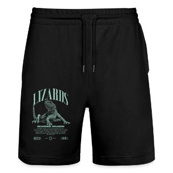 Bearded Dragon Streetwear Lizard Keeper - Stanley/Stella Trainer Unisex Organic Jogging Shorts - black - Front - Nik (191cm) & Marisol (170cm)