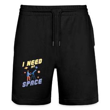 I Need My Space Stargazer Telescope Astronomy - Stanley/Stella Unisex Bio Joggingshorts Trainer  - Schwarz - Vorne - Nik (191cm) & Marisol (170cm)