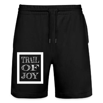 jokes funny quote blissful joy fun blissful living - Stanley/Stella Trainer Unisex Organic Jogging Shorts - black - Front - Nik (191cm) & Marisol (170cm)