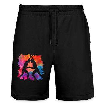 Lutte - Short de jogging bio TRAINER Stanley/Stella unisexe - noir - Devant - Nik (191cm) & Marisol (170cm)