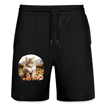 Ragamuffin Chaton Ragamuffin Chat - Short de jogging bio TRAINER Stanley/Stella unisexe - noir - Devant - Nik (191cm) & Marisol (170cm)