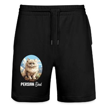 Persian Cat Perserkatze - Stanley/Stella Trainer Unisex Organic Jogging Shorts - black - Front - Nik (191cm) & Marisol (170cm)