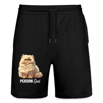 Persian Cat Perserkatze - Stanley/Stella Trainer Unisex Organic Jogging Shorts - black - Front - Nik (191cm) & Marisol (170cm)