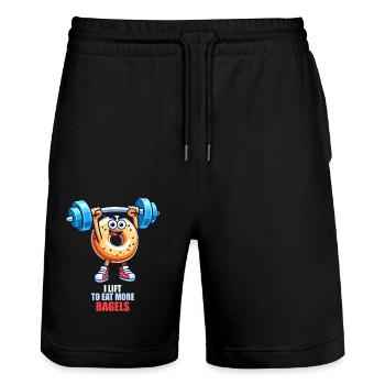 I'm lifting to eat more bagels - Stanley/Stella Trainer Unisex Organic Jogging Shorts - black - Front - Nik (191cm) & Marisol (170cm)
