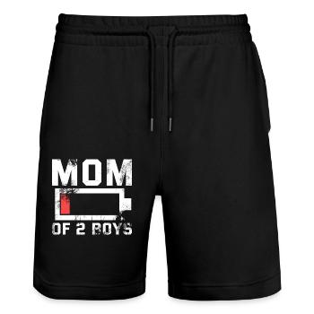 Mom of 2 Boys Shirt Gift from Son Mothers - Stanley/Stella Trainer Unisex Organic Jogging Shorts - black - Front - Nik (191cm) & Marisol (170cm)