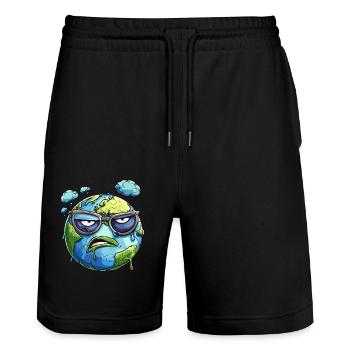Genervte Erde Mit Brille Und Wolken - Stanley/Stella Unisex Bio Joggingshorts Trainer  - Schwarz - Vorne - Nik (191cm) & Marisol (170cm)