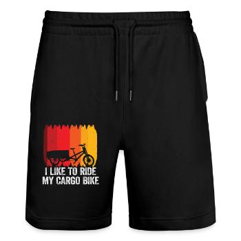 Ich Fahre Gerne Mit Meinem Cargo-bike Cargobike - Stanley/Stella Unisex Bio Joggingshorts Trainer  - Schwarz - Vorne - Nik (191cm) & Marisol (170cm)