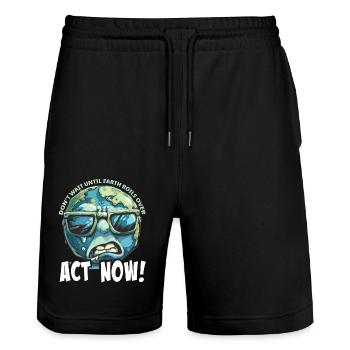 Handel Jetzt Erderwärmung Protest - Stanley/Stella Unisex Bio Joggingshorts Trainer  - Schwarz - Vorne - Nik (191cm) & Marisol (170cm)