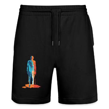 Colorful Human Abstract Silhouette - Stanley/Stella Trainer Unisex Organic Jogging Shorts - black - Front - Nik (191cm) & Marisol (170cm)