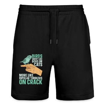 Budgie Birds Aren't Like Dogs Or Cats Animal Lover - Stanley/Stella Trainer Unisex Organic Jogging Shorts - black - Front - Nik (191cm) & Marisol (170cm)