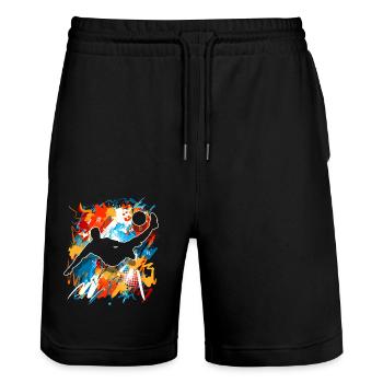 Fußball Fußballer - Stanley/Stella Unisex Bio Joggingshorts Trainer  - Schwarz - Vorne - Nik (191cm) & Marisol (170cm)