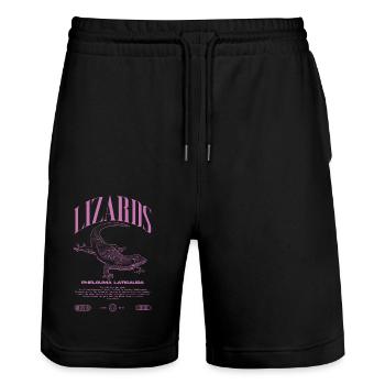 Phelsuma laticauda Day Gecko Lizard Keeper - Stanley/Stella Trainer Unisex Organic Jogging Shorts - black - Front - Nik (191cm) & Marisol (170cm)