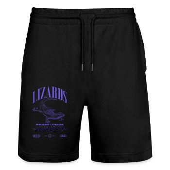 Phelsuma laticauda Day Gecko Lizard Keeper - Stanley/Stella Trainer Unisex Organic Jogging Shorts - black - Front - Nik (191cm) & Marisol (170cm)