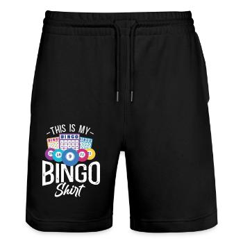 Joueur de bingo C’est mon bingo - Short de jogging bio TRAINER Stanley/Stella unisexe - noir - Devant - Nik (191cm) & Marisol (170cm)