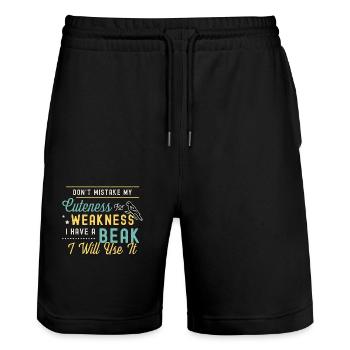 Conure Don't Mistake My Cuteness Sun Conure Lover - Stanley/Stella Trainer Unisex Organic Jogging Shorts - black - Front - Nik (191cm) & Marisol (170cm)