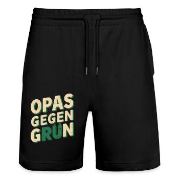 OPAS GEGEN GRÜN Grüne nein Danke - Stanley/Stella Unisex Bio Joggingshorts Trainer  - Schwarz - Vorne - Nik (191cm) & Marisol (170cm)