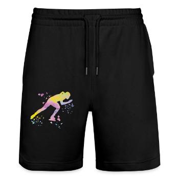 Speed skater Sportswoman Speed Skating - Stanley/Stella Trainer Unisex Organic Jogging Shorts - black - Front - Nik (191cm) & Marisol (170cm)