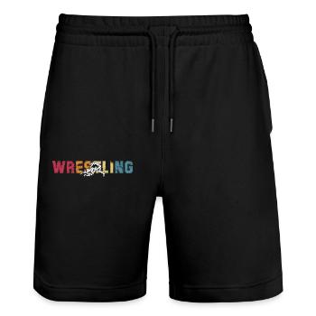Lutte - Short de jogging bio TRAINER Stanley/Stella unisexe - noir - Devant - Nik (191cm) & Marisol (170cm)