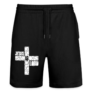 Jésus est Seigneur Croyez Croix Christ Foi Chrétien - Short de jogging bio TRAINER Stanley/Stella unisexe - noir - Devant - Nik (191cm) & Marisol (170cm)