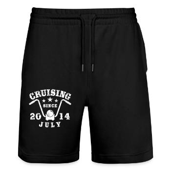Cruising Biker Geburtstag Juli 2014 Motorrad - Stanley/Stella Unisex Bio Joggingshorts Trainer  - Schwarz - Vorne - Nik (191cm) & Marisol (170cm)